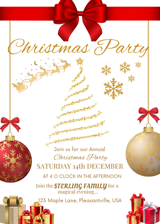 Classic Christmas Party Invitation - Elegant Digital Download (PDF & PNG)