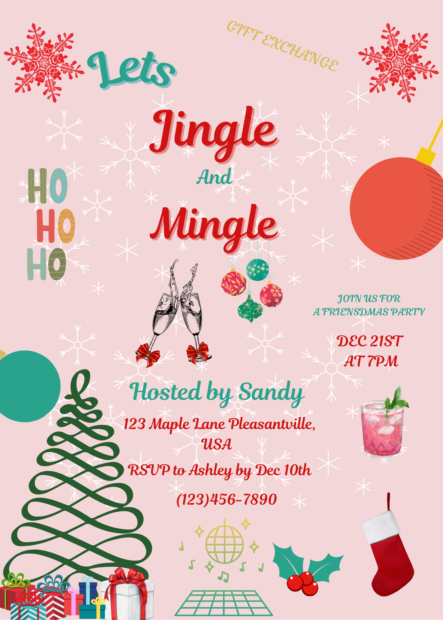 Jingle and Mingle Friendsmas Party Invitation - Digital Download (PDF & PNG)