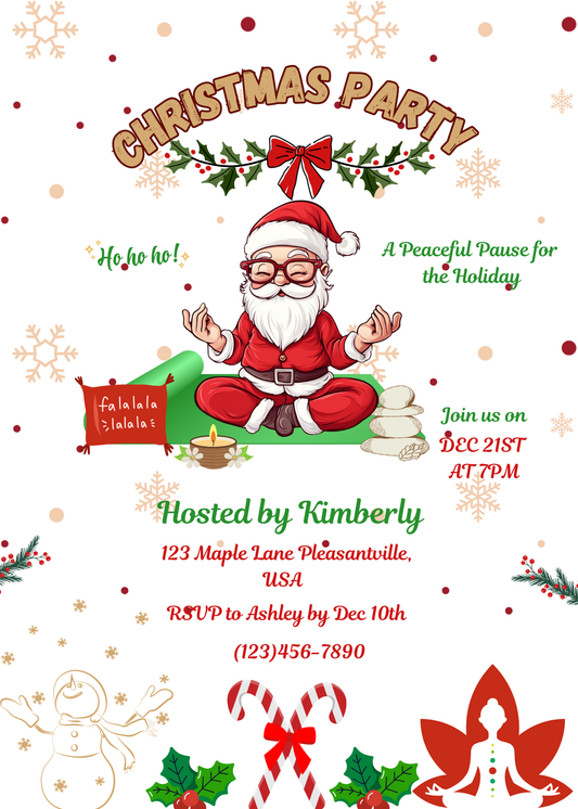 Peaceful Christmas Party Invitation - Editable Digital Download (PDF & PNG)